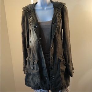Free People snap front jacket w hood